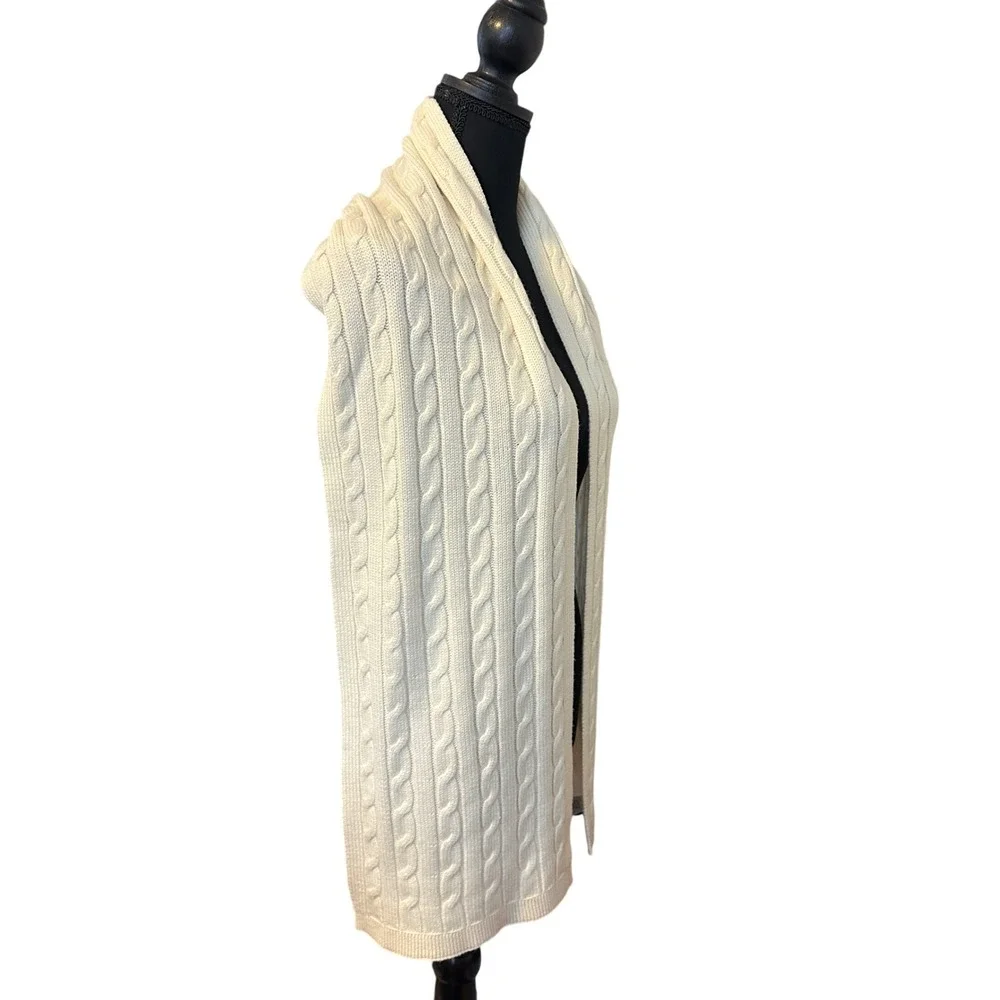 Brooks Brothers 346 Cream Cable Knit Scarf‎ Neutral Winter Unisex Cottagecore